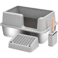 Monty's stainless steel xl cat litter box tray - high-sided, extra large