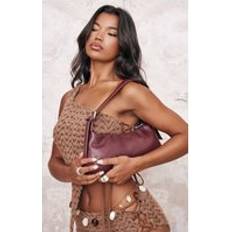 Red Crinkle Pu Buckle Detail Shoulder Bag, Red One Size