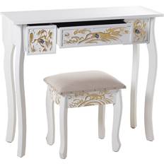 Legno Toelette Alexandra House Living With Stool White 2 Pieces Dressing Table