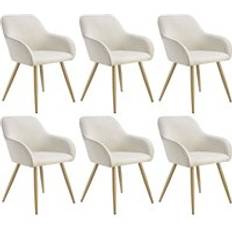 tectake Dining Marilyn Beige/Gold Kitchen Chair 82cm 6pcs