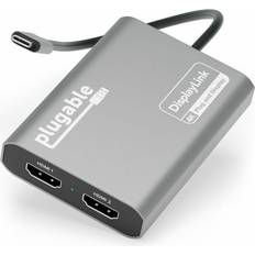 Plugable USB-C to HDMI Adapter Dual Monitor 4K 60Hz for Apple Mac M1/M2/M3