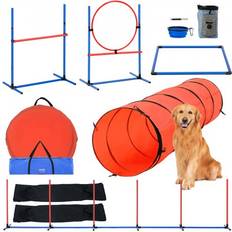 VEVOR Dog Agility Training Equipment 5 Pcs Upgrade with Hurdles Extended Tunnel