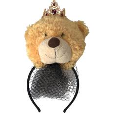 Dolce & Gabbana Brown Teddy Bear Gold Crystal Crown Hair Band Diadem ONE SIZE