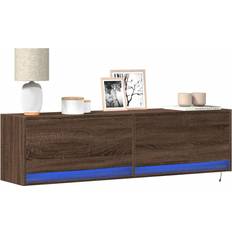 vidaXL Wall Mounted With LED Brown/Oak TV Bench 140x31cm