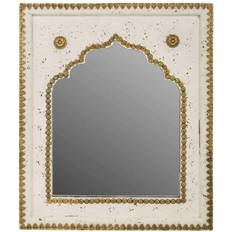 Handmade Mirrors Alexandra House Living Mango Wood Golden/White Wall Mirror 40x51cm