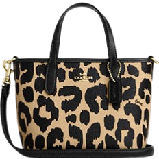 Coach City Mini Tote Bag With Leopard Print - Gold/Leopard Multi