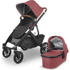 Strollers UppaBaby Vista V2 Single-to-Double Stroller - Lucy Rosewood Melange / Carbon / Saddle Leather