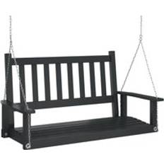 Metall Hammockar Utemöbler vidaXL Gungbänk Med Metallkedjor Svart Massivt Granträ