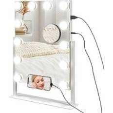 Homcom Hollywood vanity mirror with dimmable 3 colour led, magnifier, usb port