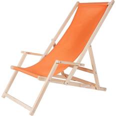 Orange Chaises longues Canapé De Plage Chaise Longue De Jardin En Bois Canapé Pliant - Orange