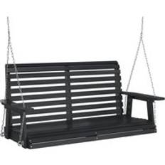 Trä Hammockar Utemöbler vidaXL Gungbänk Med Metallkedjor Svart Massivt Granträ