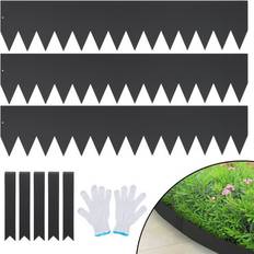 Metal Lawn Edging VEVOR Steel Landscape Edging 40" L x 8" H Strips with 5 Clips - Grey 8 inch x 10 ft