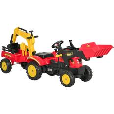 Brake Pedal Cars Homcom Ride On Excavator Tractor with Moving Bucket