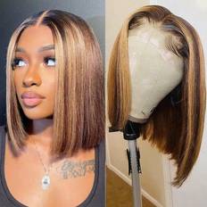 Wigs on sale Shein Bob Lace Front Wig Human Hair Pre Plucked Inches Short Bob Wig For Women Glueless T Part HD Lace Brazilian Virgin Human Hair Natural Black