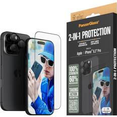 PanzerGlass Apple iPhone 16 Pro Skærmbeskyttelse & Skærmfiltre PanzerGlass iPhone 16 Pro PanzerGlass 2-i-1 Bundle m. EasyAligner Skærmbeskyttelse Kamerabeskyttelse Gennemsigtig Sort