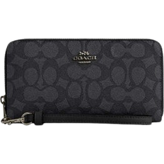 Phone Pockets Wallets Coach Long Zip Around Wallet In Signature Canvas - Gunmetal/Charcoal/Black