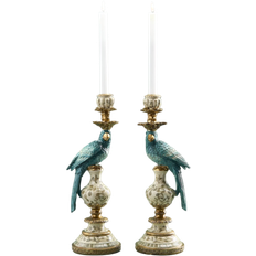 Turquoise Candle Holders WERNS Parrot Turquoise/White Candle Holder 39.5cm 2pcs