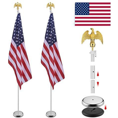 Flags & Accessories Yescom 8 Ft Sectional Indoor Flag Pole Kit Base Eagle Aluminum 3x5 Ft US Flag 2 Pack