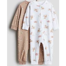 Long Sleeves Pyjamases H&M Baby Beige 2-pack mønstret pyjamas bomull 9-12M