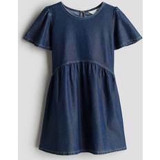 H&M Trikåklänning Med Denimlook - Mörk Denimblå