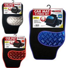 B&Q Universal Fit Car Mat Set 4pc Non Slip Van Aluminium Trim Black Blue