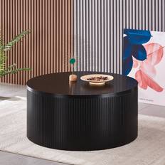 B&Q Tables B&Q Sombra Round Wood Grain Effect Black Coffee Table