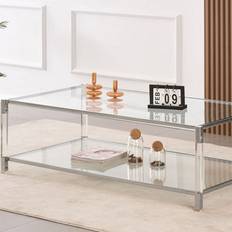 B&Q Tables B&Q Vidrio Glass With Silver And Acrylic Frame Coffee Table