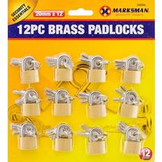 Security Marksman 12Pc Heavy Duty Brass Padlocks With 3 Keys