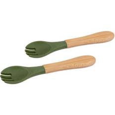 Tiny Dining Bamboo Baby Weaning Forks with Silicone Tip 2-pack