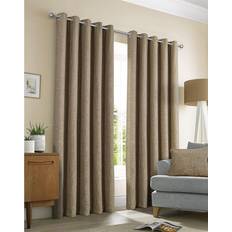 Curtains & Accessories Sundour Amberley Eyelet Ring Top Curtains 66 x 72" - Brown
