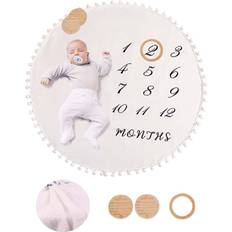 Shein Newborn Baby Boy Photography Number And Letter Graphic Blanket With 2pcs Accessory