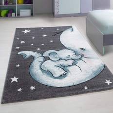 Blue Baby Elephant And Stars Rug 160 x 230 cm