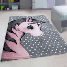 Pink And Grey Polkadots Unicorn Rug 160 x 230 cm