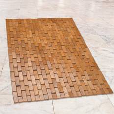 Bathroom Accessories B&Q Bamboo Wood Bathmat W70 x D50 Cm