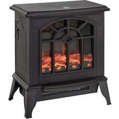Fireplaces Homcom freestanding electric fireplace heater w/ led flame 1000w/2000w black
