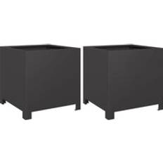 Steel Pots vidaXL Garden Planters 2 pcs Black 40x40x40 cm Steel