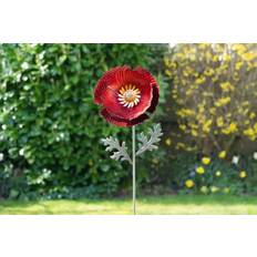 Red Garden Decorations Poppy Garden Ornament - Steel - Red