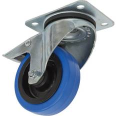 B&Q 100mm Swivel Plate Castor Wheel 34mm Tread Polymer & Elastic Total Lock Brakes One Size