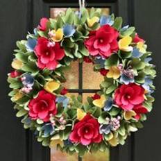 Dibor Floral Colourful Xmas Door Winter Autumn Wreath 35 cm - One Size Decoration