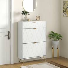 Shein Narrow Cabinet With Adjustable Shelves White Shoe Rack