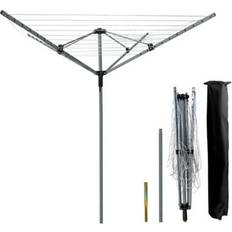 B&Q 4 Arm 45M Powder Coated Rotary Airer Washing Line Garden Outdoor Laundry Drying Folding Clothes Dryer With Ground Spike & Cover One Size