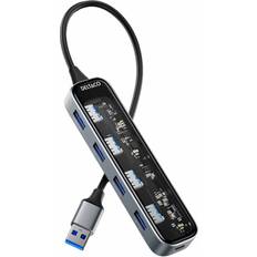Deltaco USB-hubs Deltaco Transparent USB-A Hub 5 Gbps 4x USB-A
