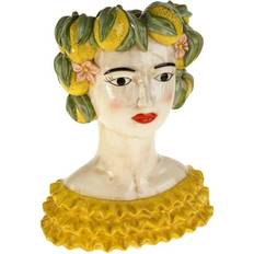 WERNS Sicilian Female Bust Lady Lemon Yellow/Green Vase 34cm