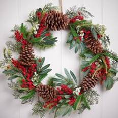 Dibor Festive Forage Wreath Green/Red Decoration 50cm