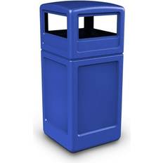 Blue Waste Disposal PolyTec Square Waste Container with Dome Lid, Blue, 42-Gallon