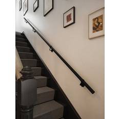 Steel Stairs & Railings B&Q Forgeworks Premium Matt Black Steel 3.6M Indoor Stair Handrail Kit Easy Install All In One Box Including Brackets And Endcaps One Size