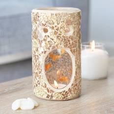 Gold Pillar Shaped Oil Burner H14.5 Cm - One Size