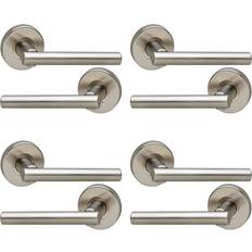 URBN Living 4x Satin Nickel Rose T Metal Lever Latch Door Handles Set