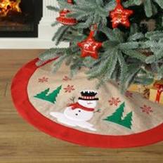 Red Christmas Tree Skirts Dibor Traditional Red Snowman Xmas Christmas Tree Skirt - One Size Christmas Tree Skirt