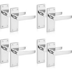 XFORT Xfort Lever Latch Flat Polished Chrome Door Handles, 4 Pair - One Size